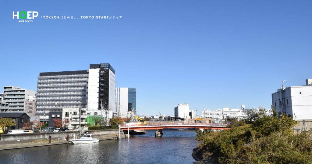 大田区の川沿いの風景