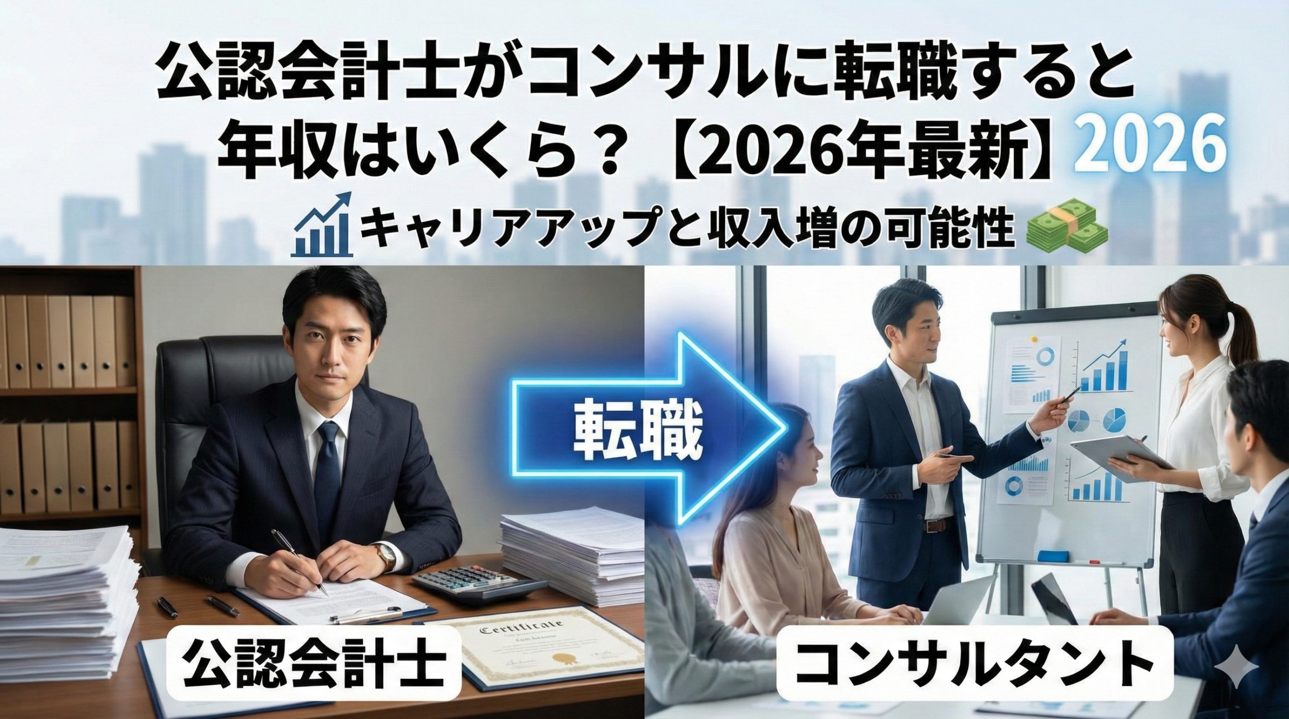 公認会計士がコンサルに転職すると年収はいくら?【2026年最新】