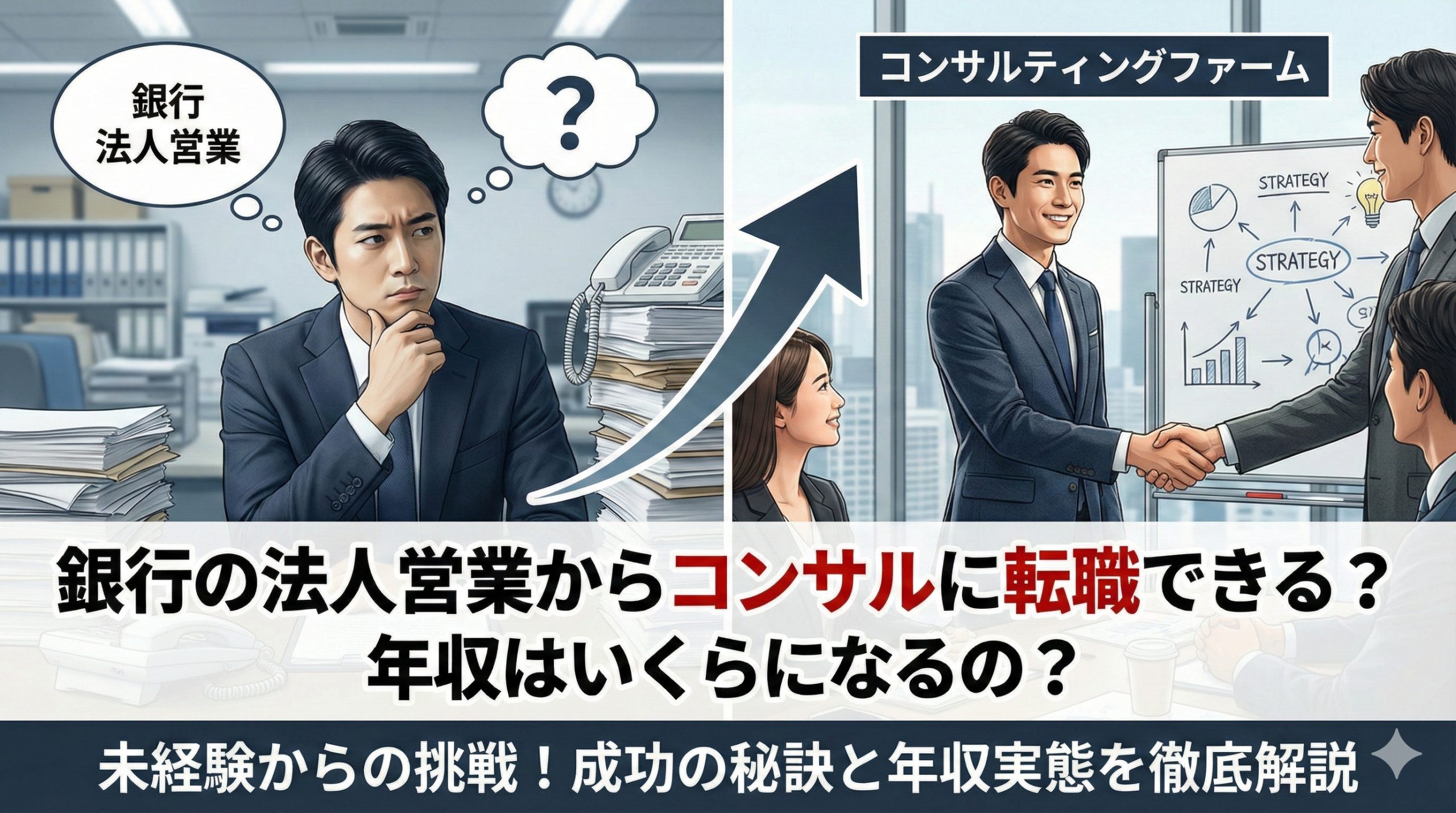 「銀行の法人営業からコンサルに転職したら年収いくら上がる?実態を解説【2026年最新】