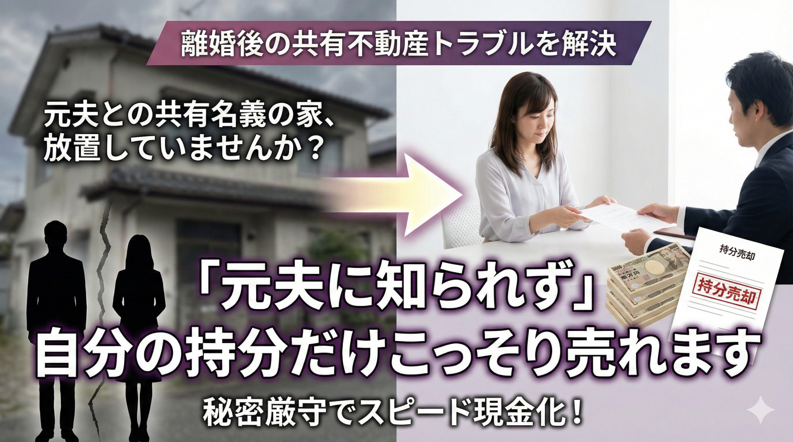 離婚した元夫と共有名義のまま放置している家、「元夫に知られず」自分の持分だけこっそり売れます
