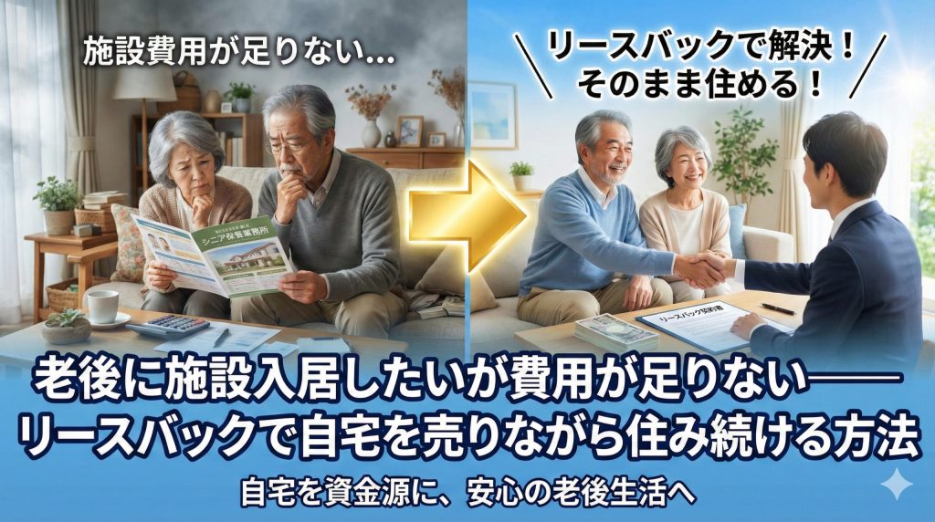 老後に施設入居したいが費用が足りない——リースバックで自宅を売りながら住み続ける方法