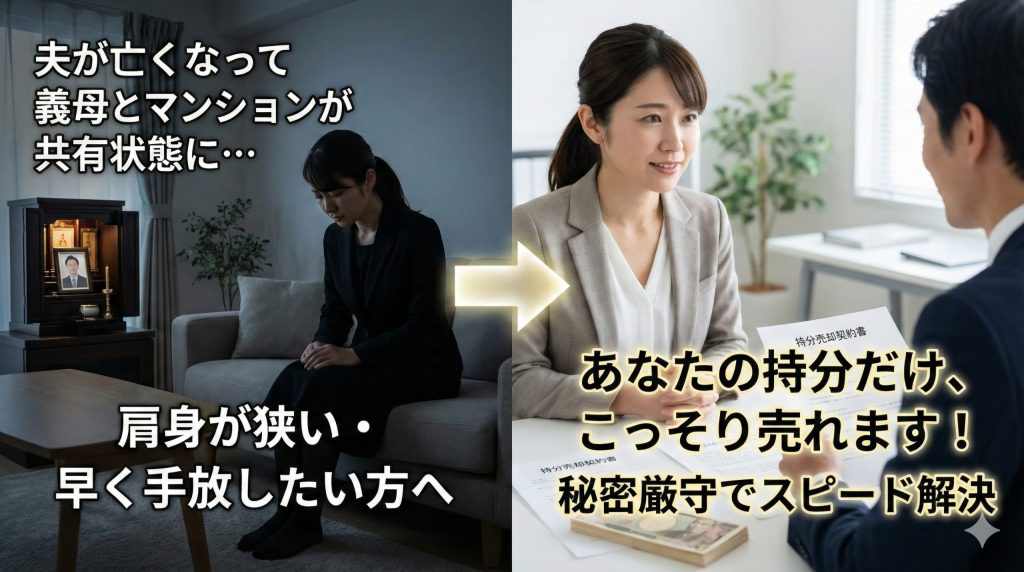 夫が亡くなって義母とマンションが共有状態に…肩身が狭い・早く手放したい方へ