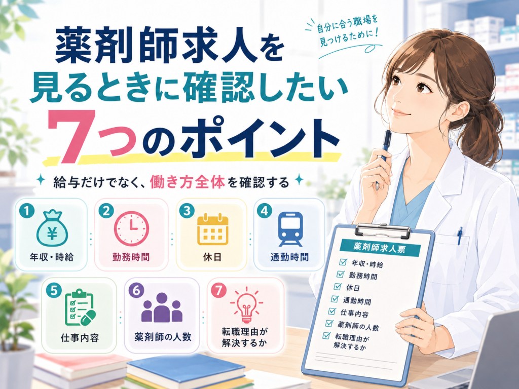 薬剤師求人を見るときに確認したい7つのポイント