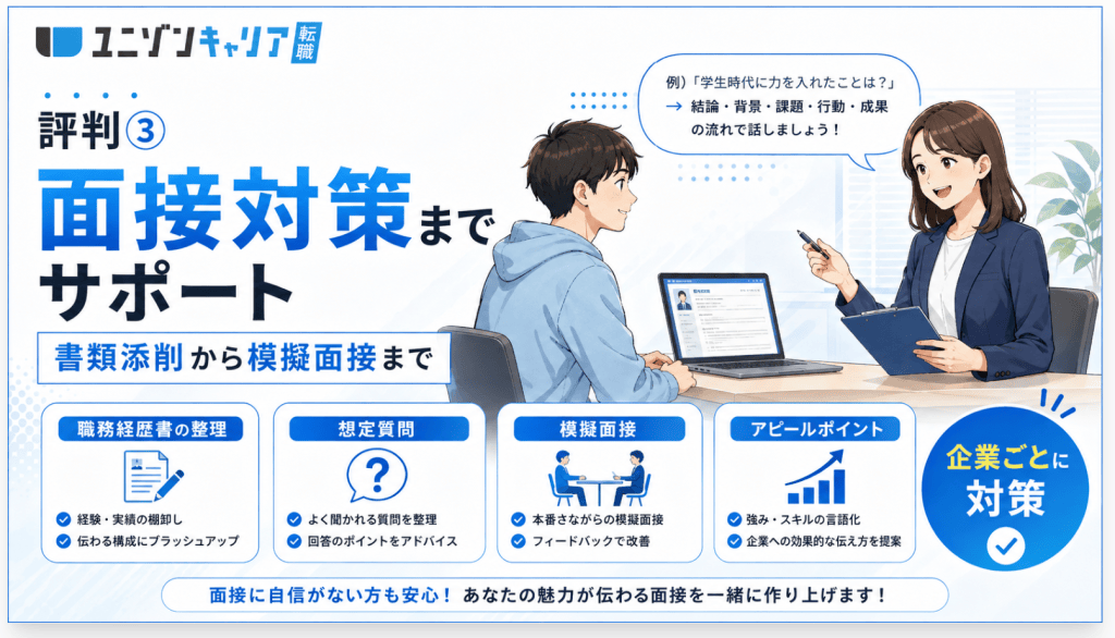 評判③ 面接対策までサポートしてもらえた