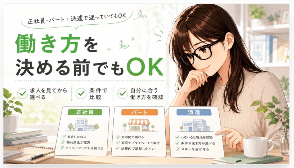 まだ正社員・パート・派遣で迷っていても登録できる？