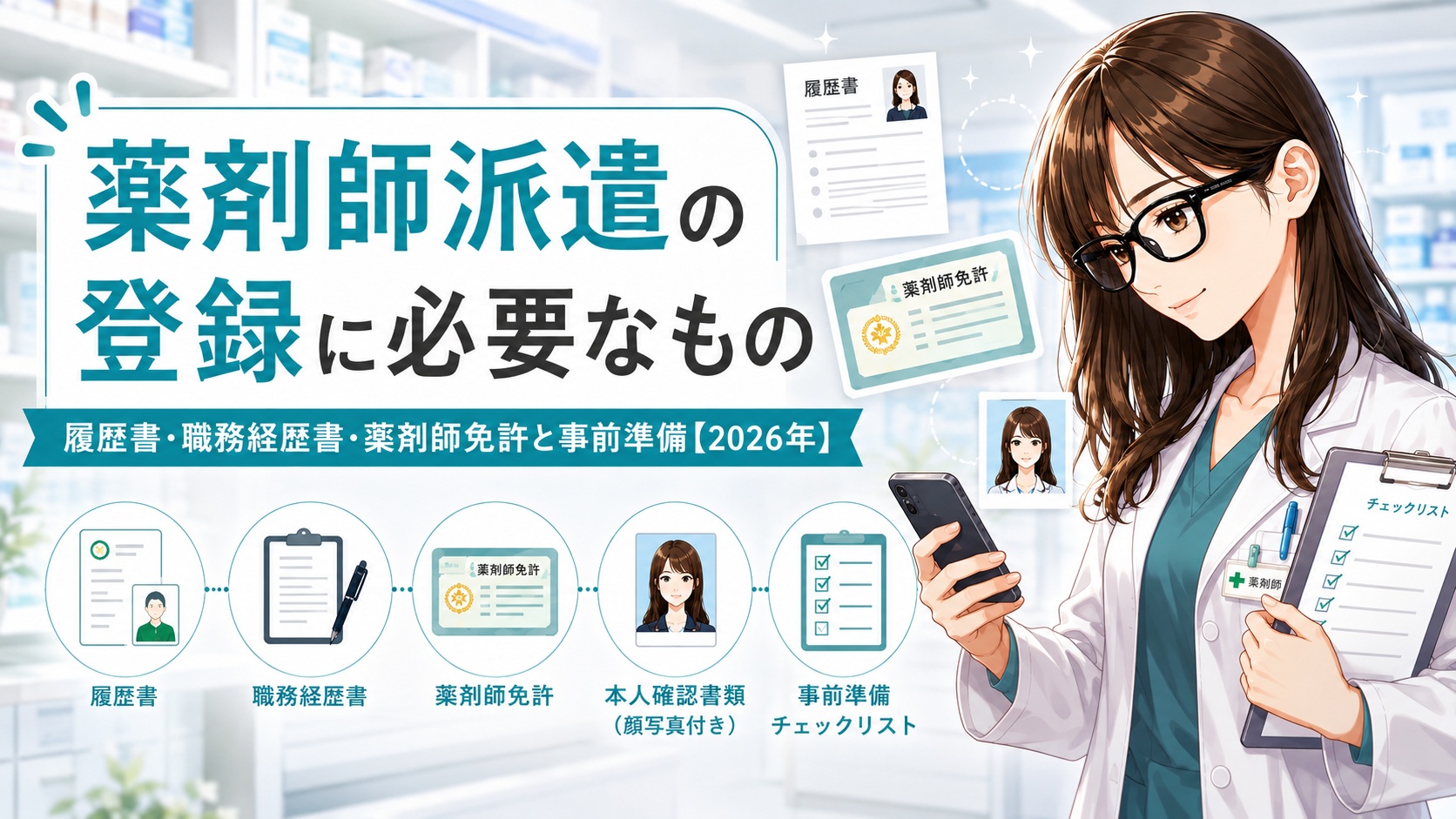 薬剤師派遣の登録に必要なものは？履歴書・職務経歴書・薬剤師免許と事前準備【2026年】