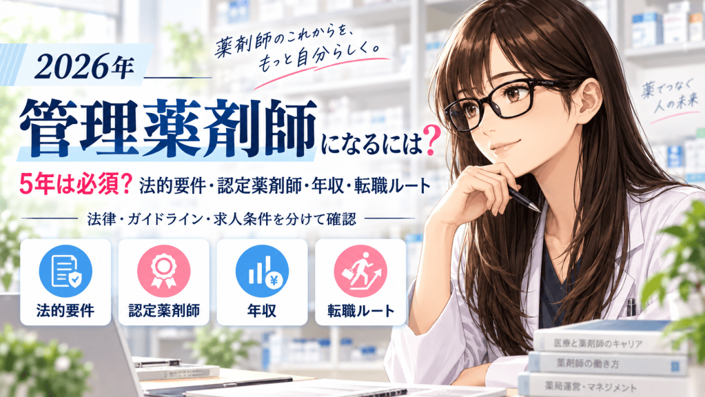 管理薬剤師になるには？5年は必須？法的要件・認定薬剤師・年収・転職ルート【2026年】