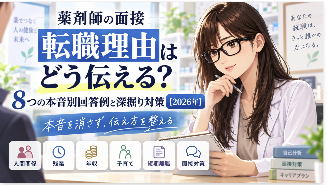 薬剤師の転職理由は面接でどう伝える?8つの本音別回答例と深掘り対策【2026年】