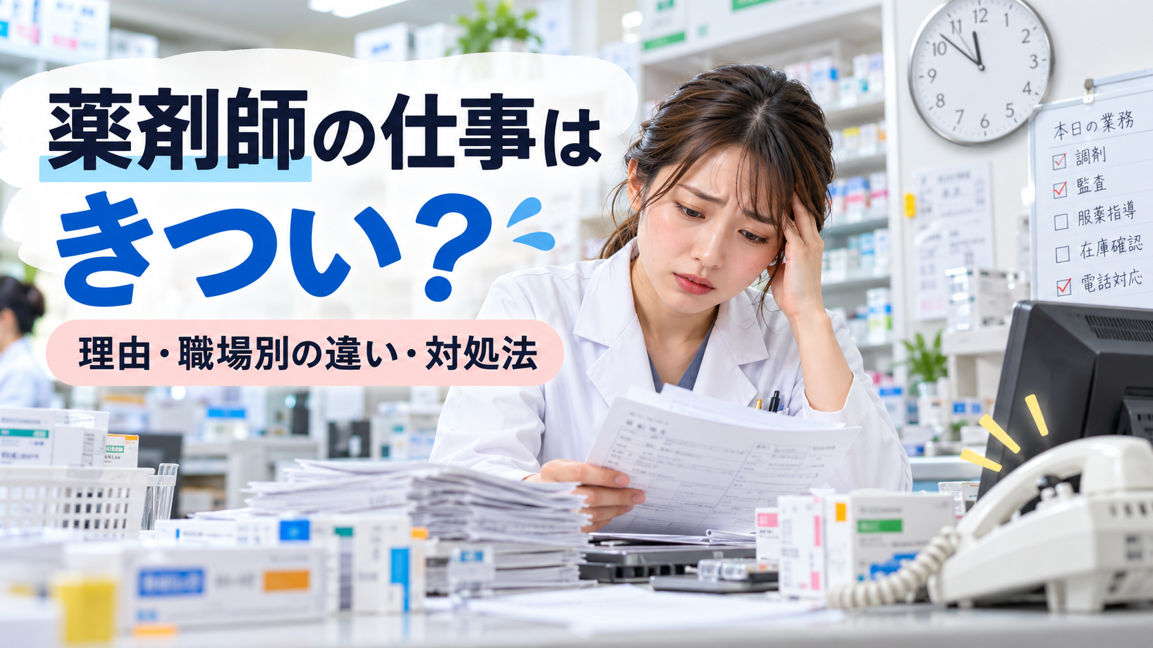 薬剤師の仕事はきつい？辞めたいと感じる理由・職場別の違い・対処法【2026年】