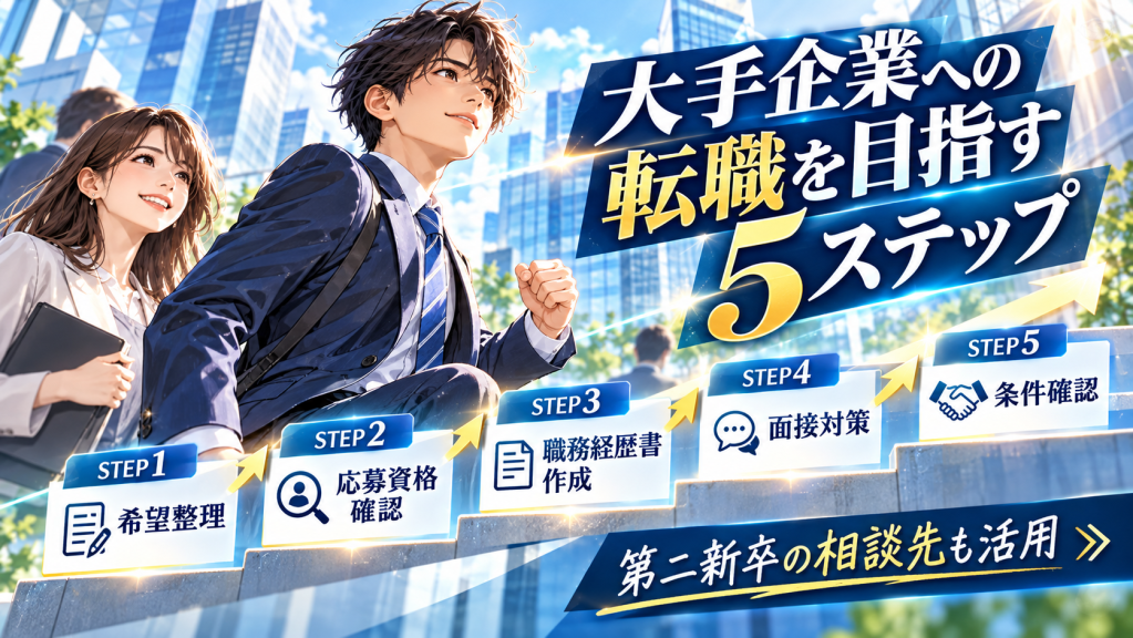 第二新卒 大手企業への転職を目指す5ステップ