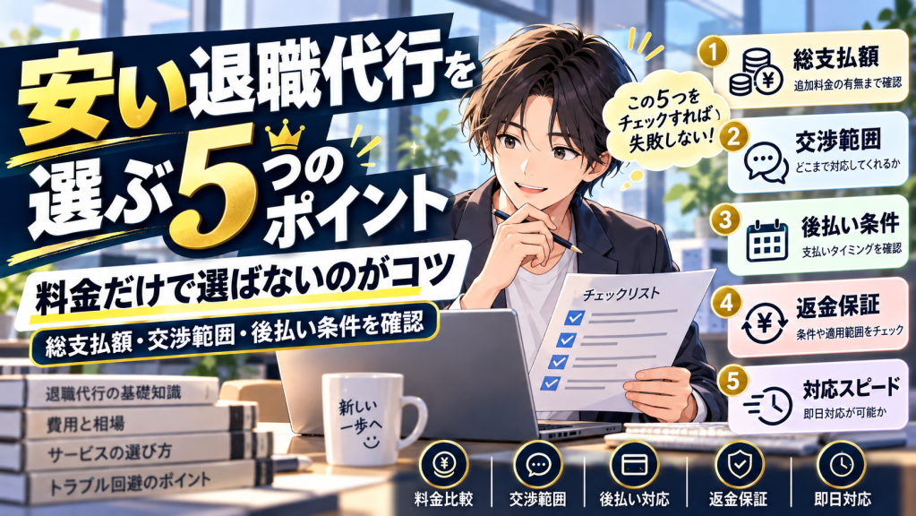 安いおすすめ退職代行を選ぶ5つのポイント